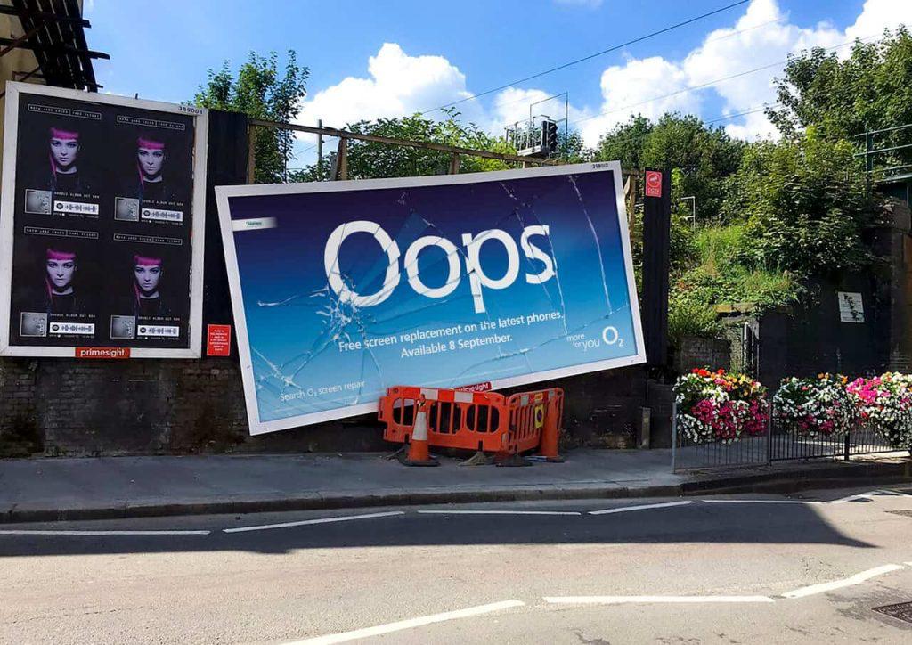 O2 Oops Cracked Screen Billboard